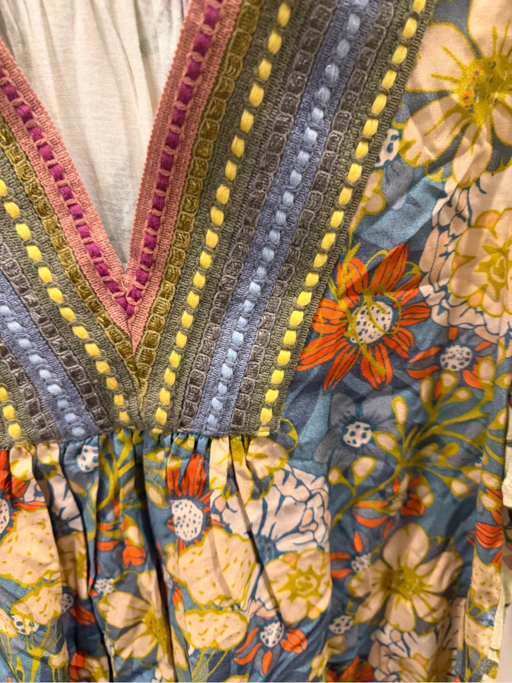 Bl^nk London Stephanie Multicolor Floral Short Sleeve Blouse Size M - Picture 7 of 7